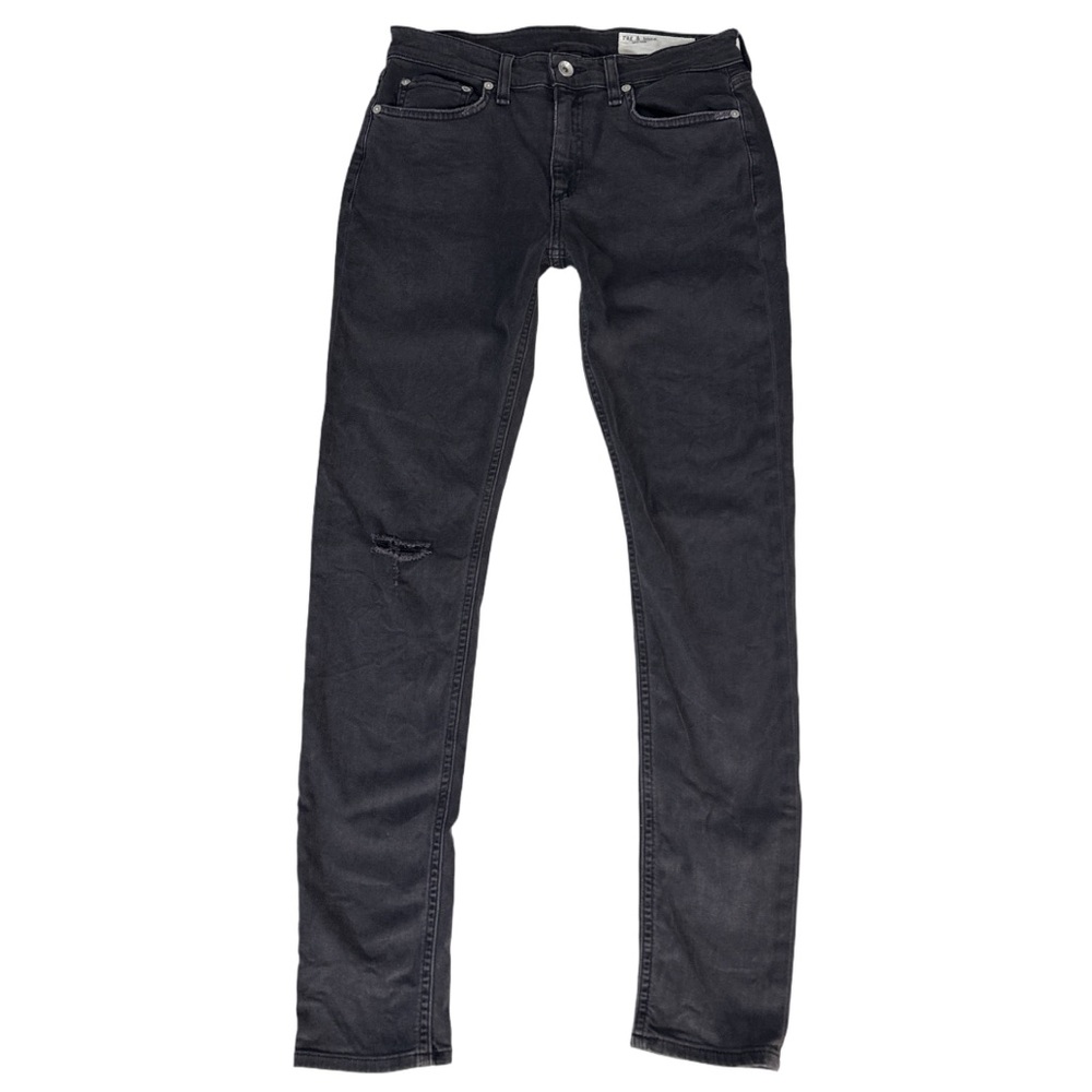 RAG & BONE women's black distressed mid rise skinny jeans, 27".